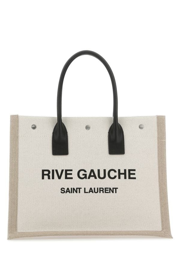 SAINT LAURENT Sand Canvas Small Rive Gauche Shopping Bag - 1