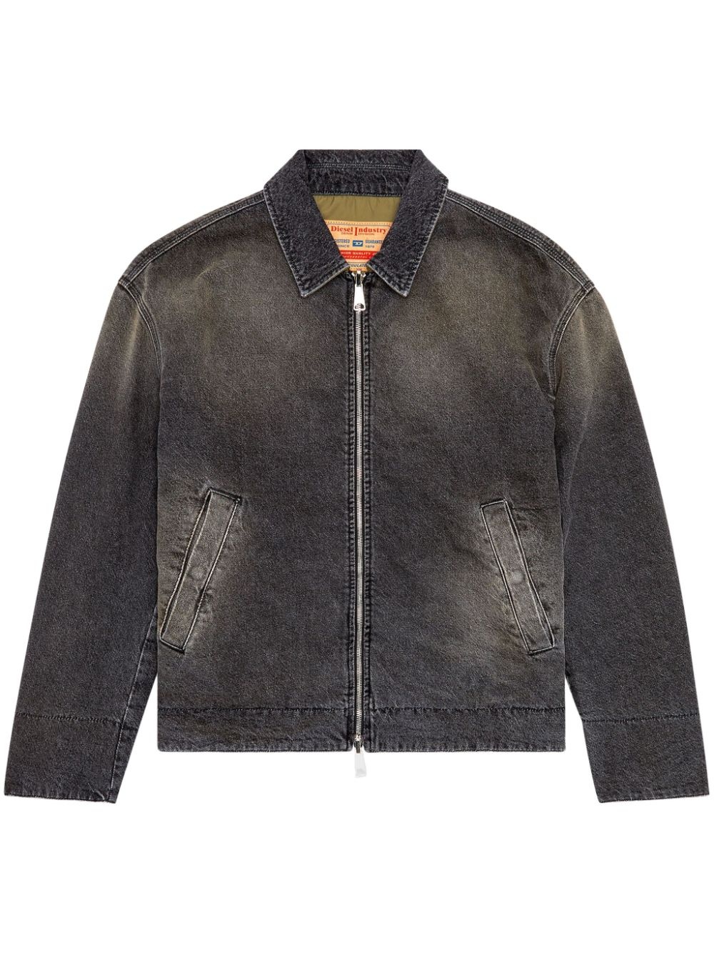 Men's Leather biker jacket with piping detail | Black | Diesel