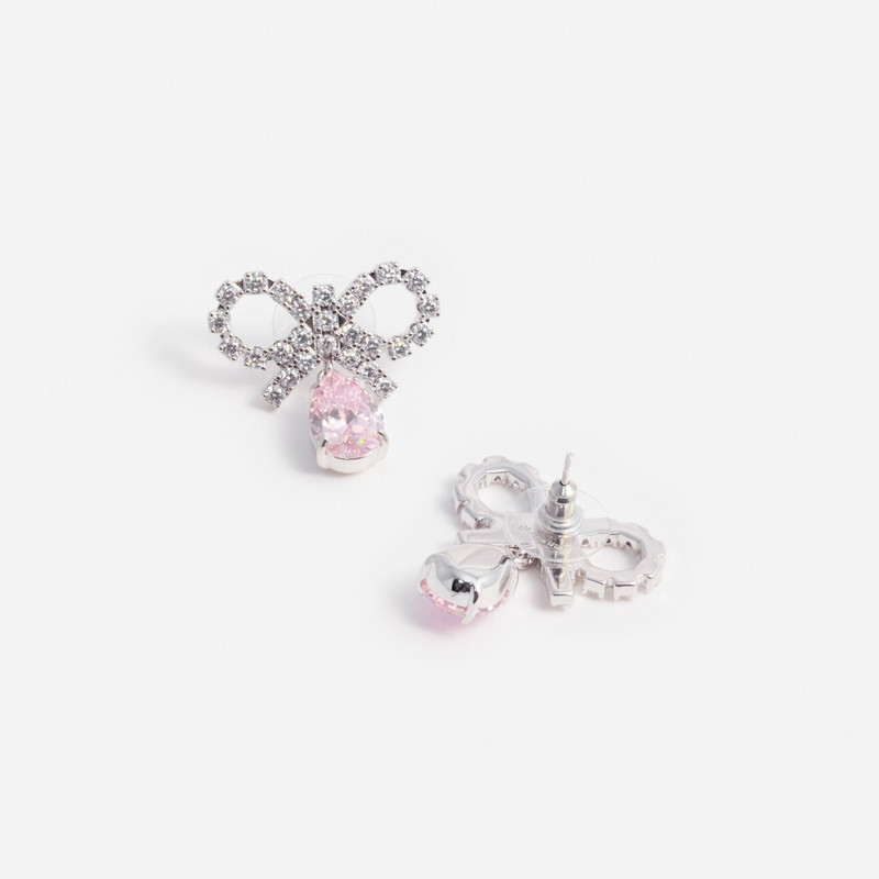 self-portrait Micro Bow Pink Droplet Earrings outlook