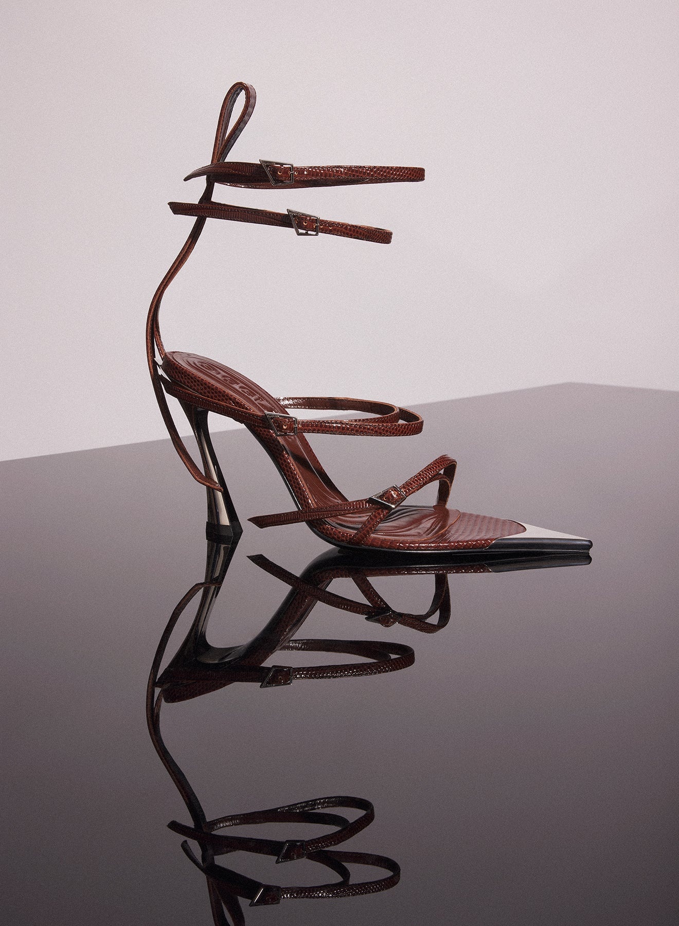 dark brown leather strappy fang 95 sandals - 1