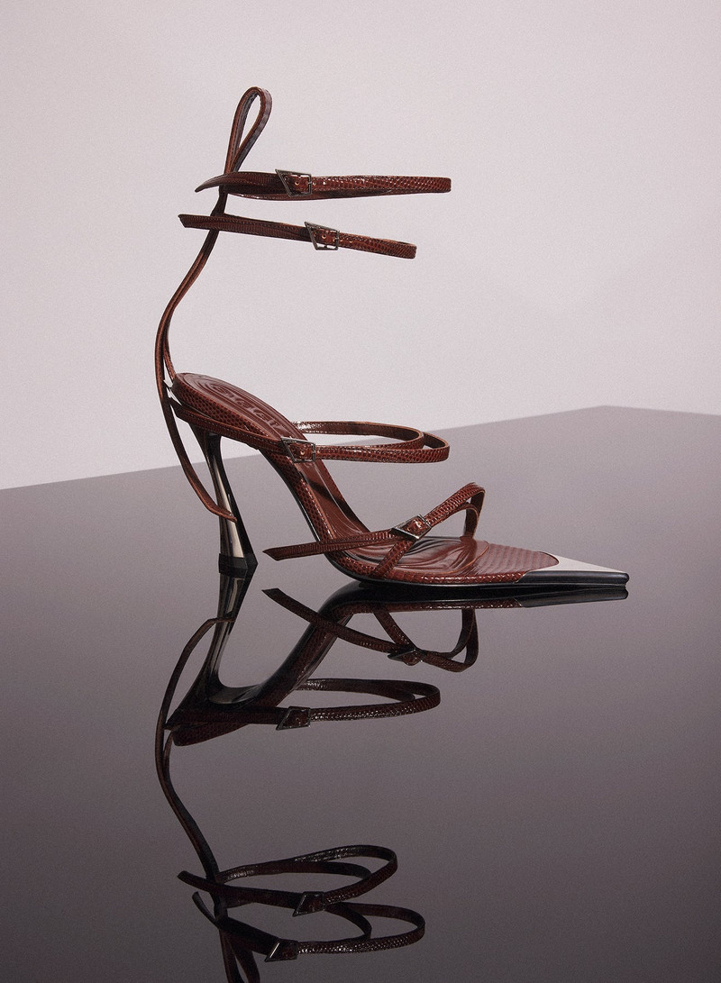 dark brown leather strappy fang 95 sandals 1