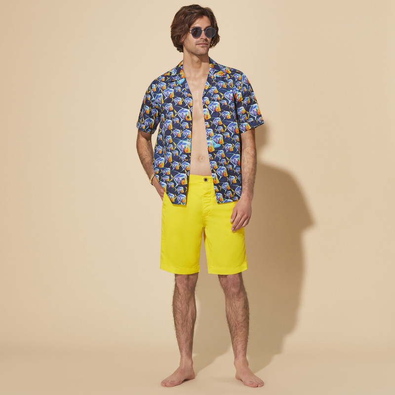 Men Tencel Bermuda Shorts Solid 5