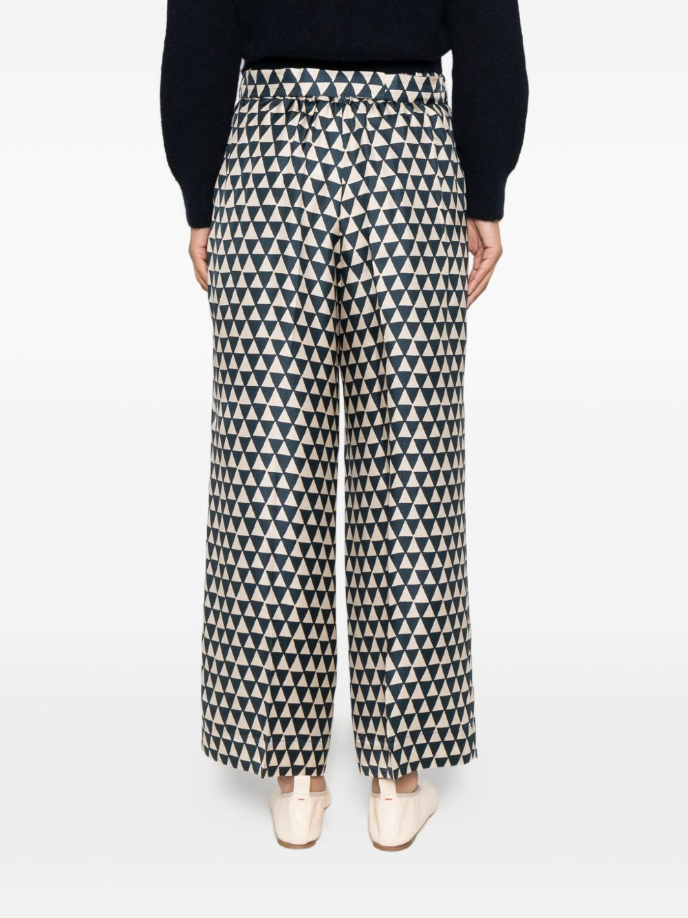 triangle-pattern silk trousers - 4