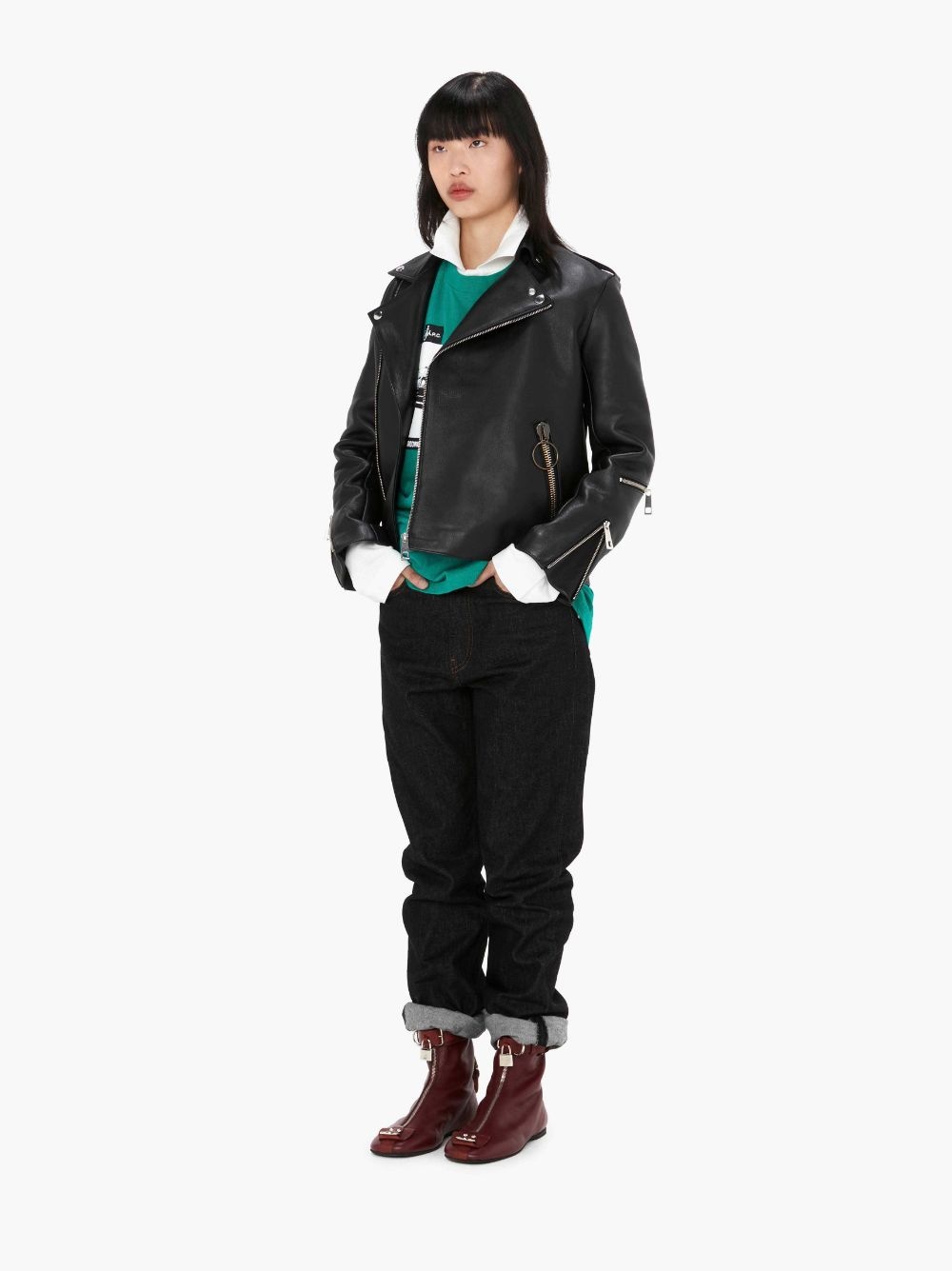 A.P.C. X JW ANDERSON - BLOUSON MORGAN - LEATHER BIKER JACKET - 5