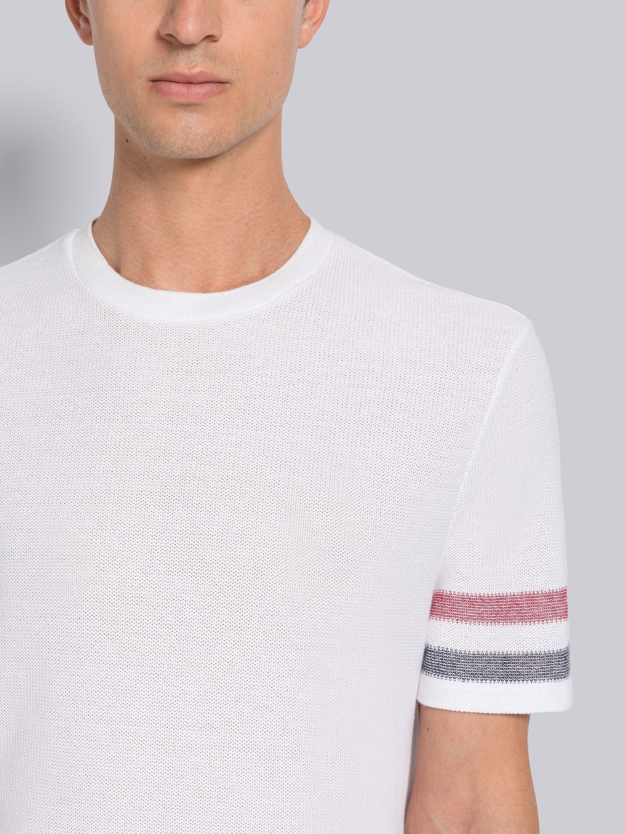 TEXTURED COTTON STRIPE SHORT SLEEVE TEE - 5