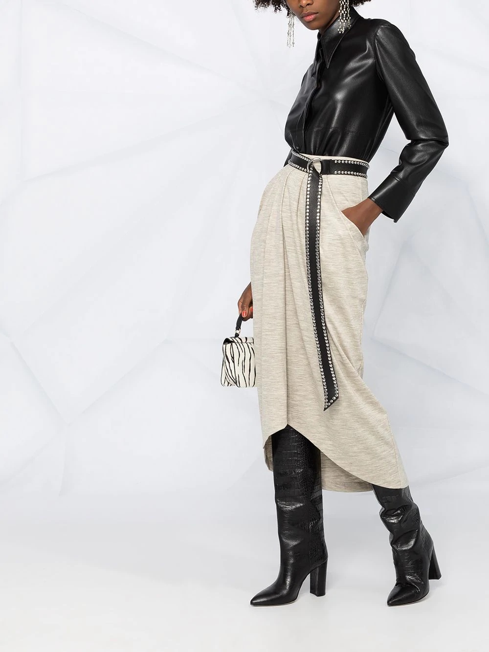 draped pleated skirt - 4