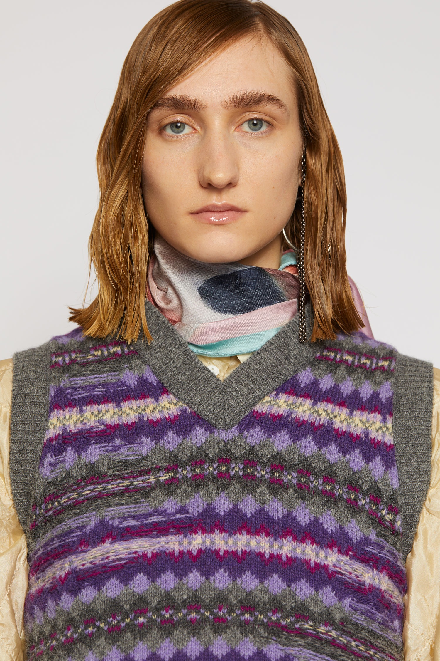 Fair isle gilet purple/grey multi - 4