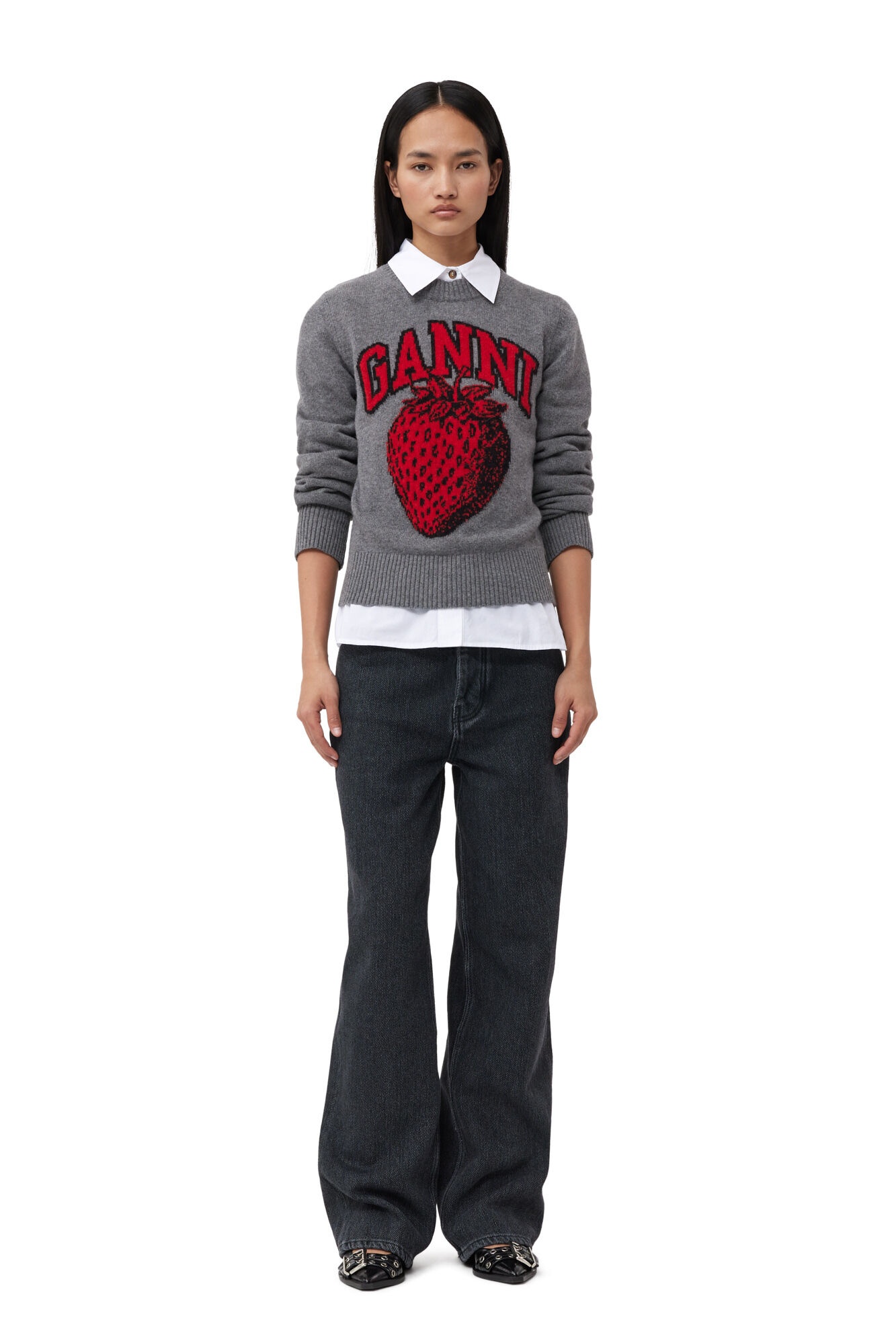 GRAPHIC STRAWBERRY O-NECK PULLOVER - 4