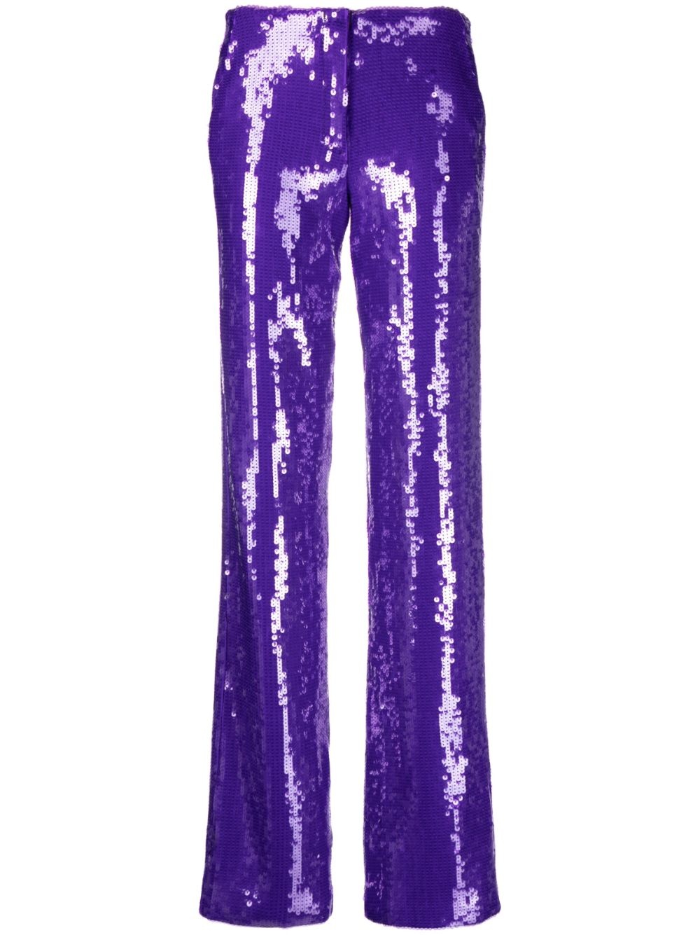 sequined straight-leg trousers - 1