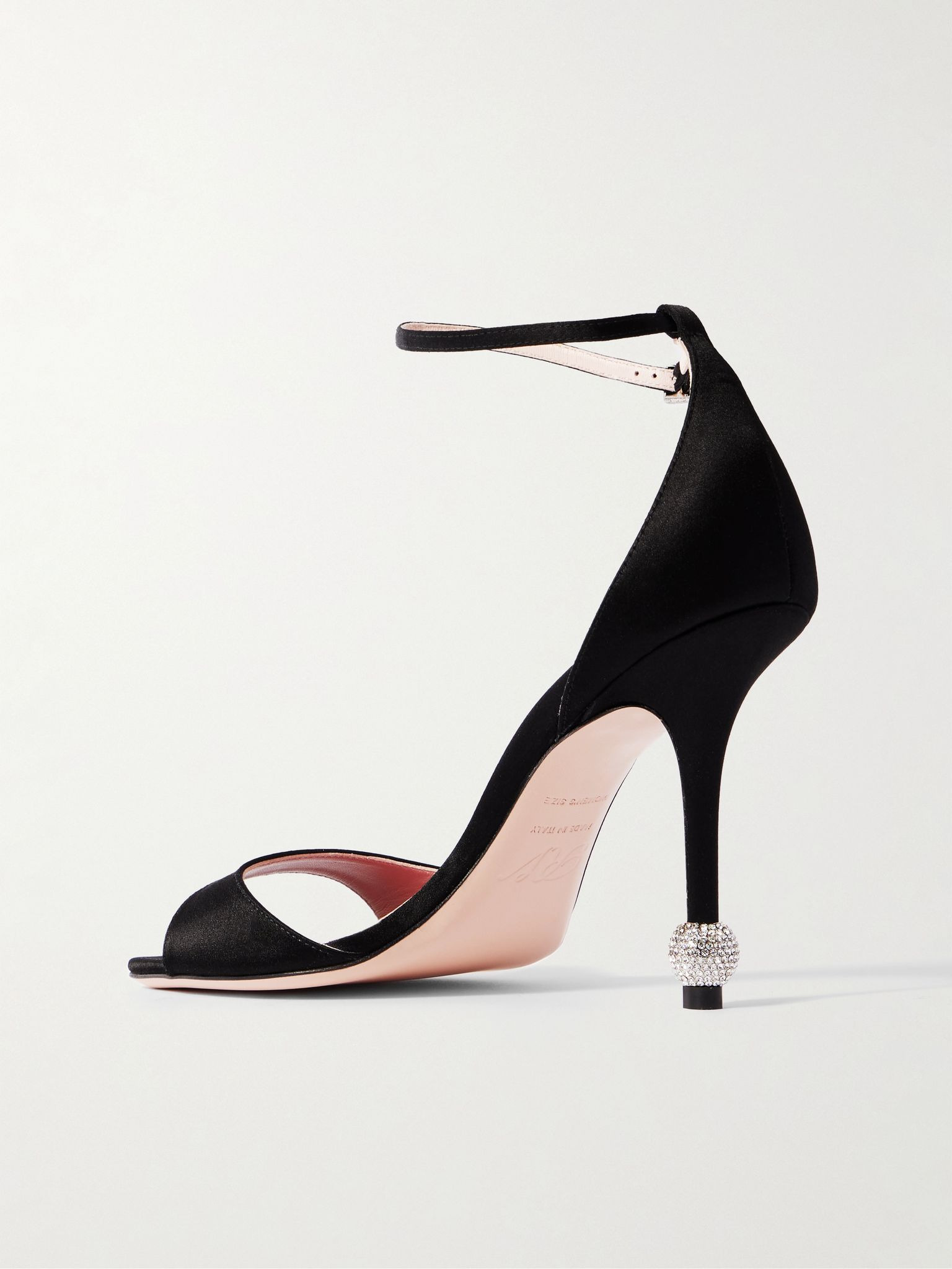 Marlene 100 crystal-embellished satin sandals Black - 3