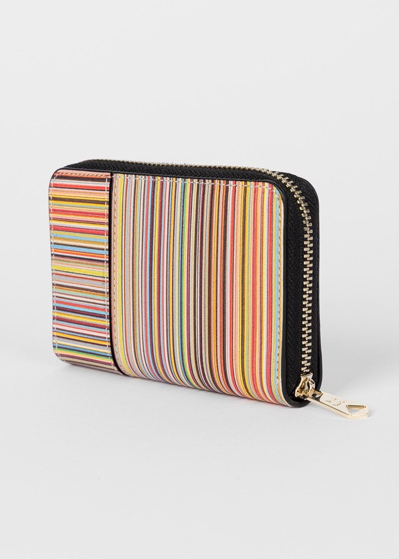 Women's Leather 'Signature Stripe' Small Zip Around Purse 3