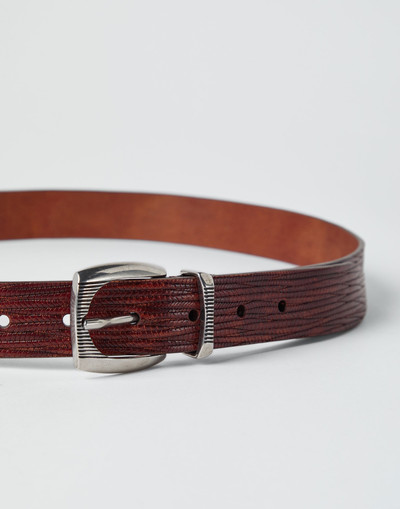 Brunello Cucinelli Bark-effect calfskin belt outlook