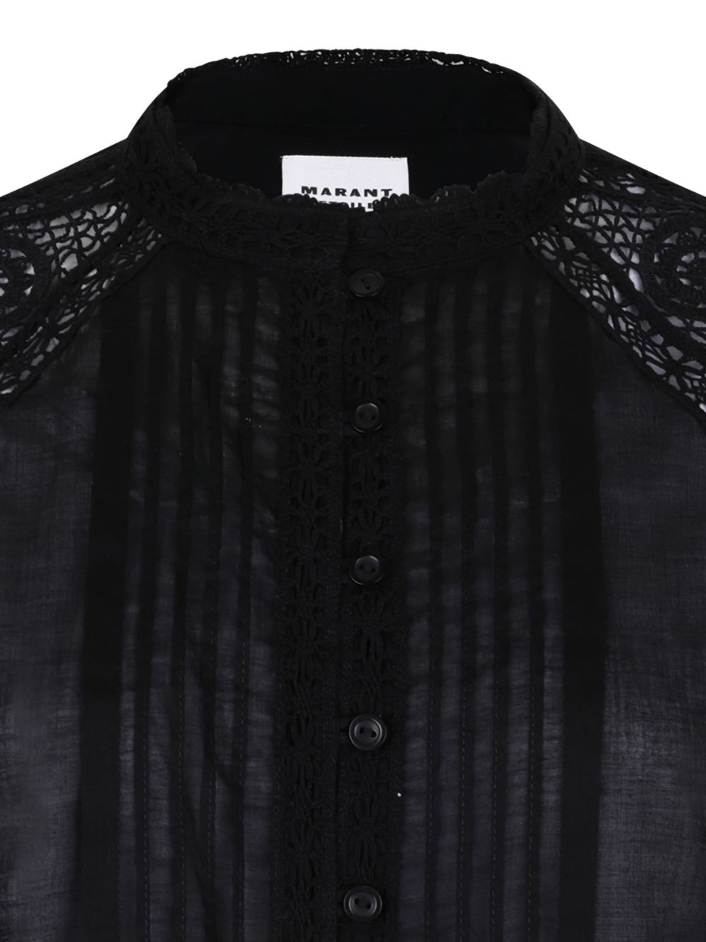 lace-insert button shirt - 3