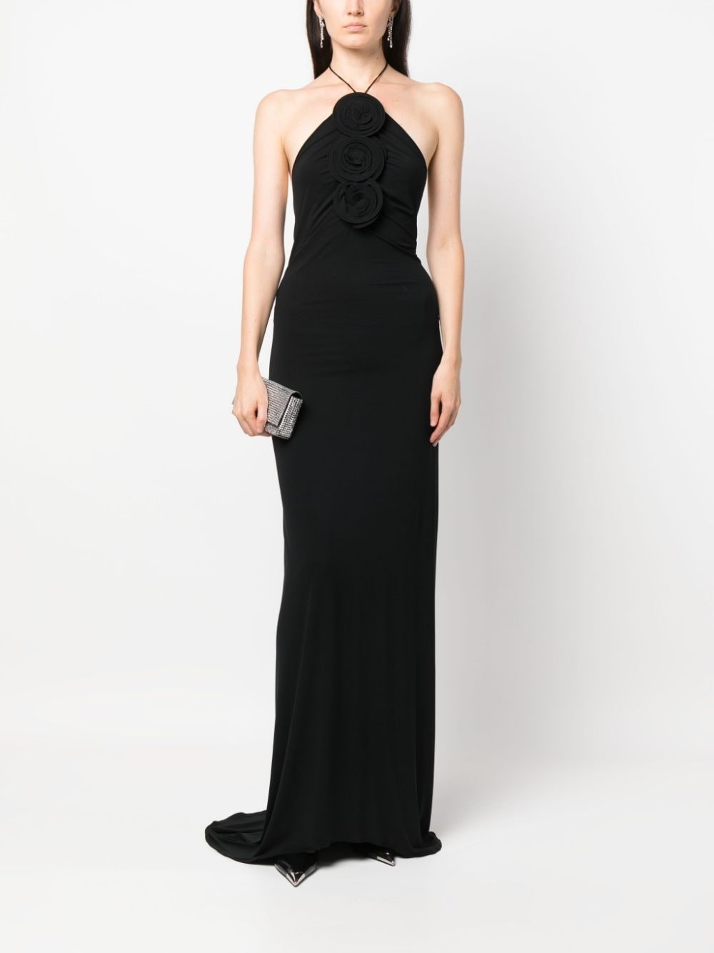 floral-appliquÃ© halterneck maxi dress - 2