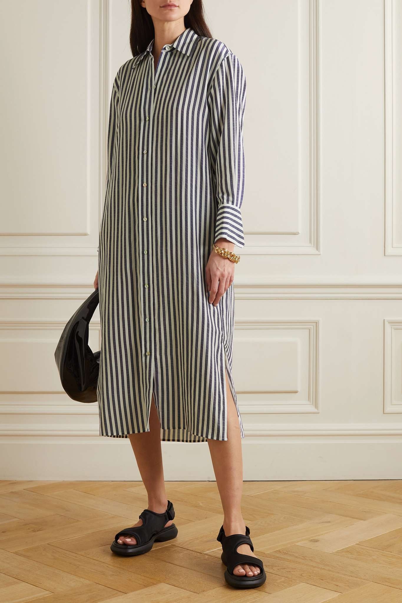 Belted striped TENCEL Lyocell-blend midi shirt dress - 3