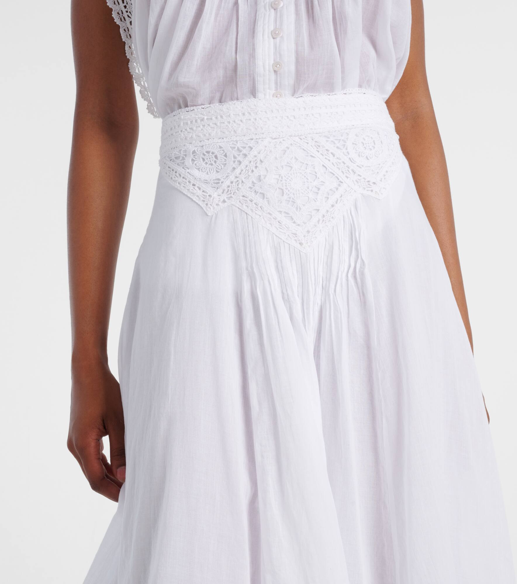 Garliana lace-trimmed cotton midi skirt - 4