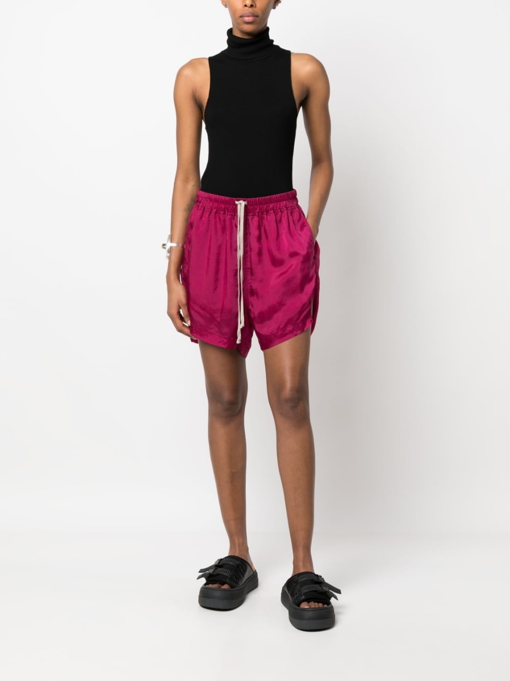 drawstring satin shorts - 2