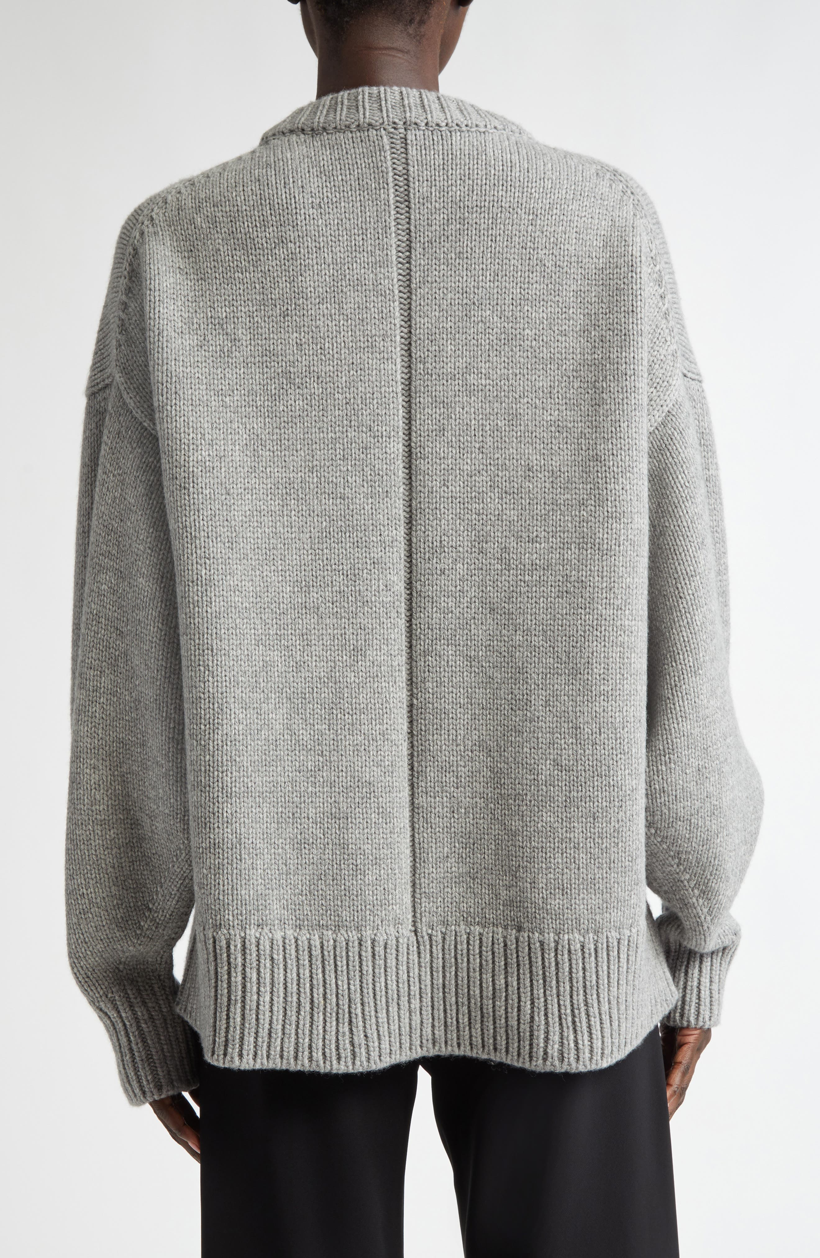 The Row Ophelia Oversize Crewneck Wool & Cashmere Sweater in Grey Melange at Nordstrom - 3