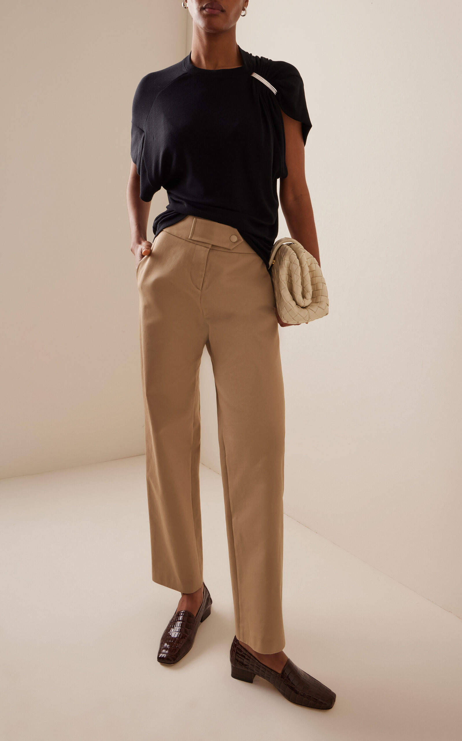 The Faye Asymmetric Ribbed Jersey Top black - 3