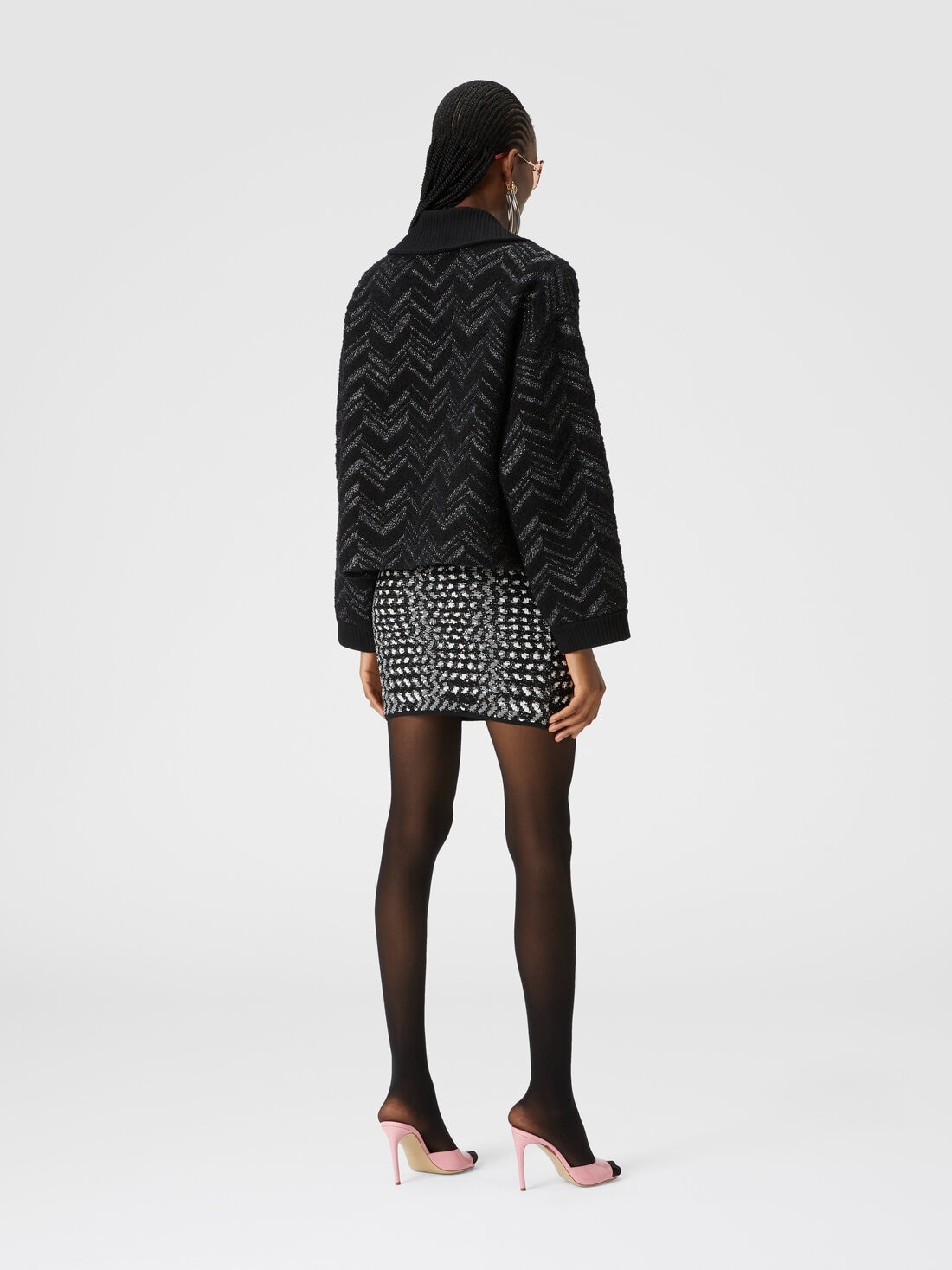 Miniskirt with lamé embossed zigzag - 3