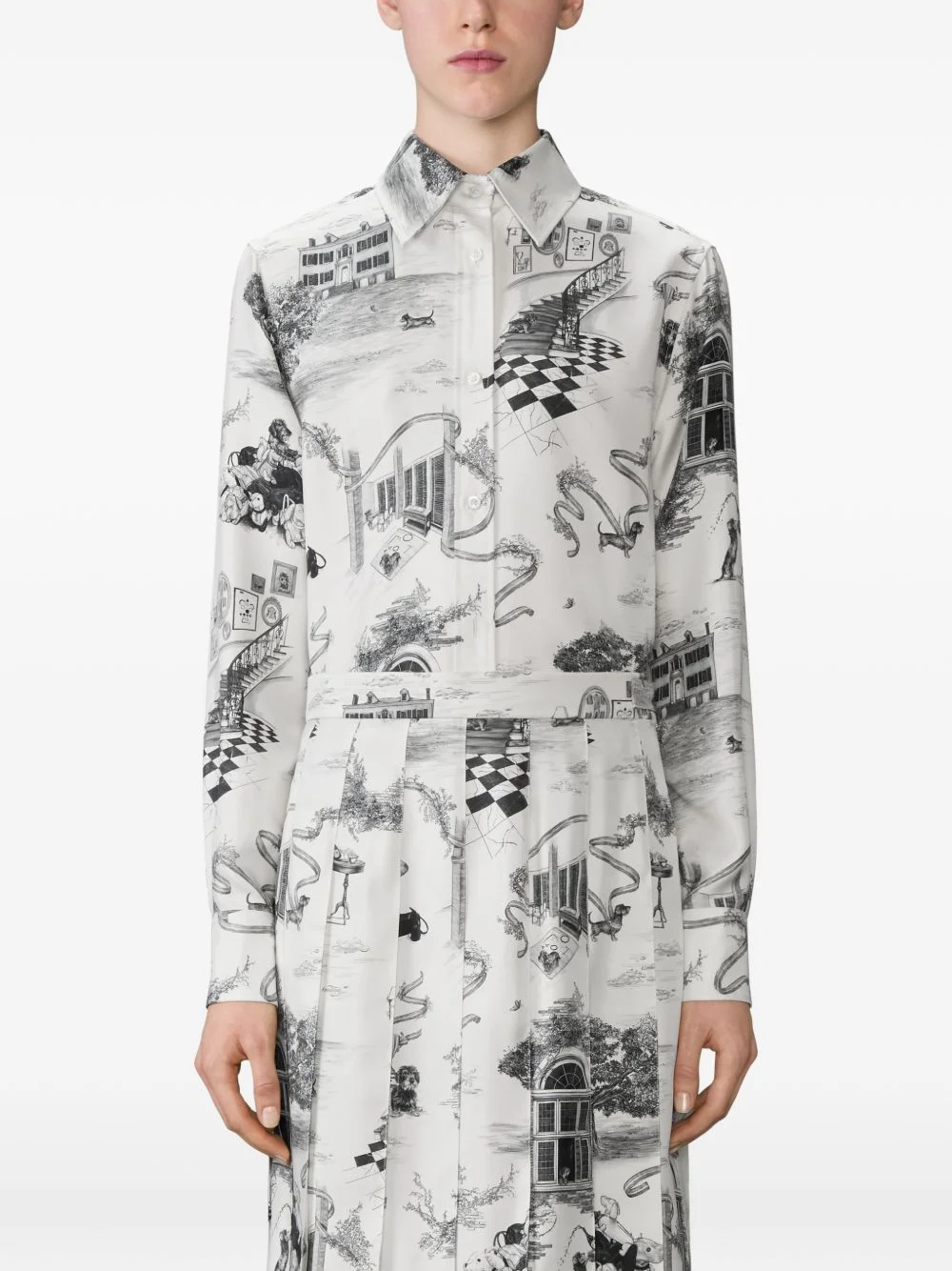 button-fatening toile-print shirt - 1