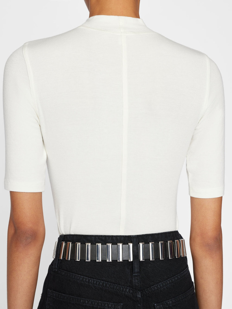 Refined Rib Mock Neck in Off White 5