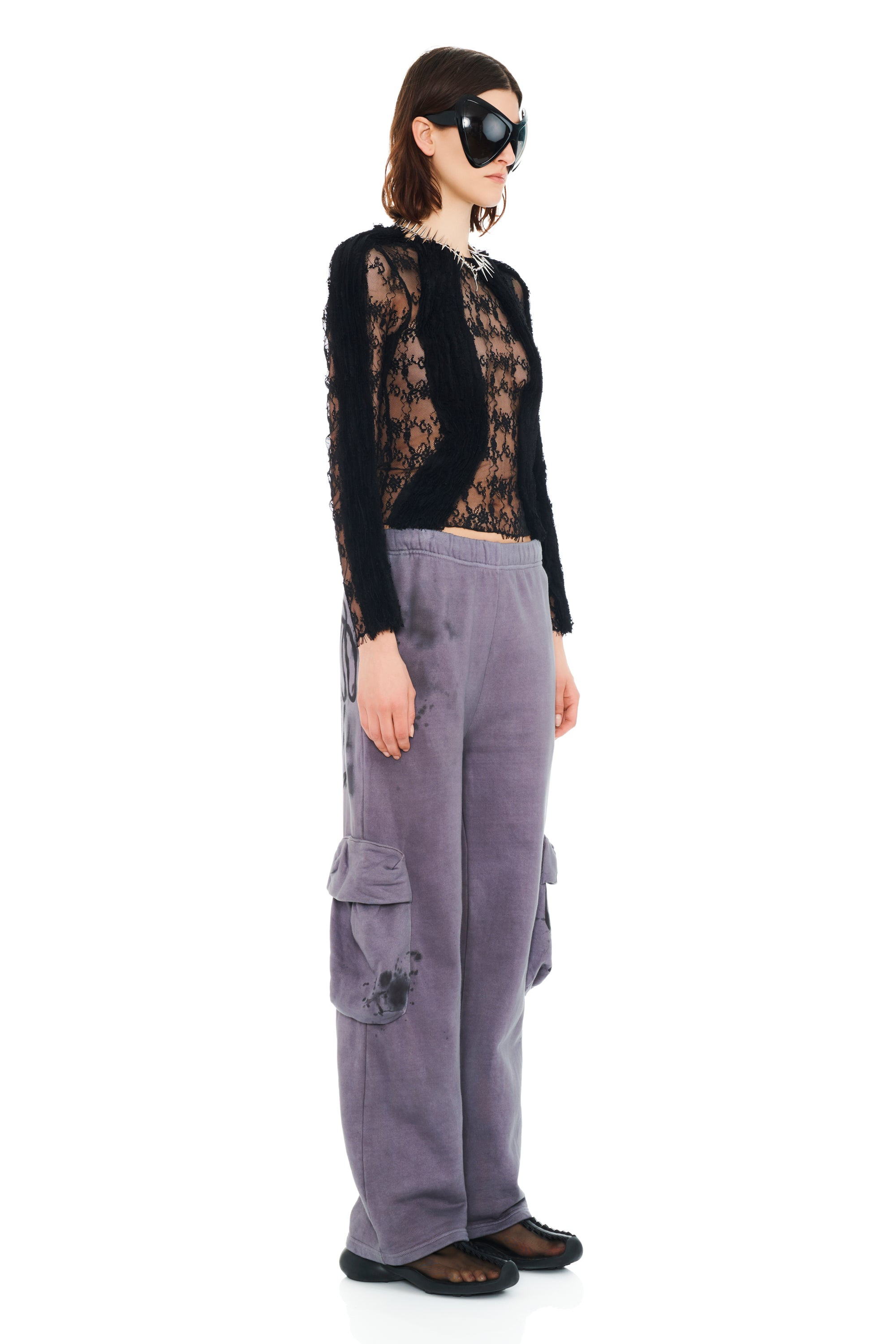 CHARCOAL DAISY CARGO SWEATPANT - 3