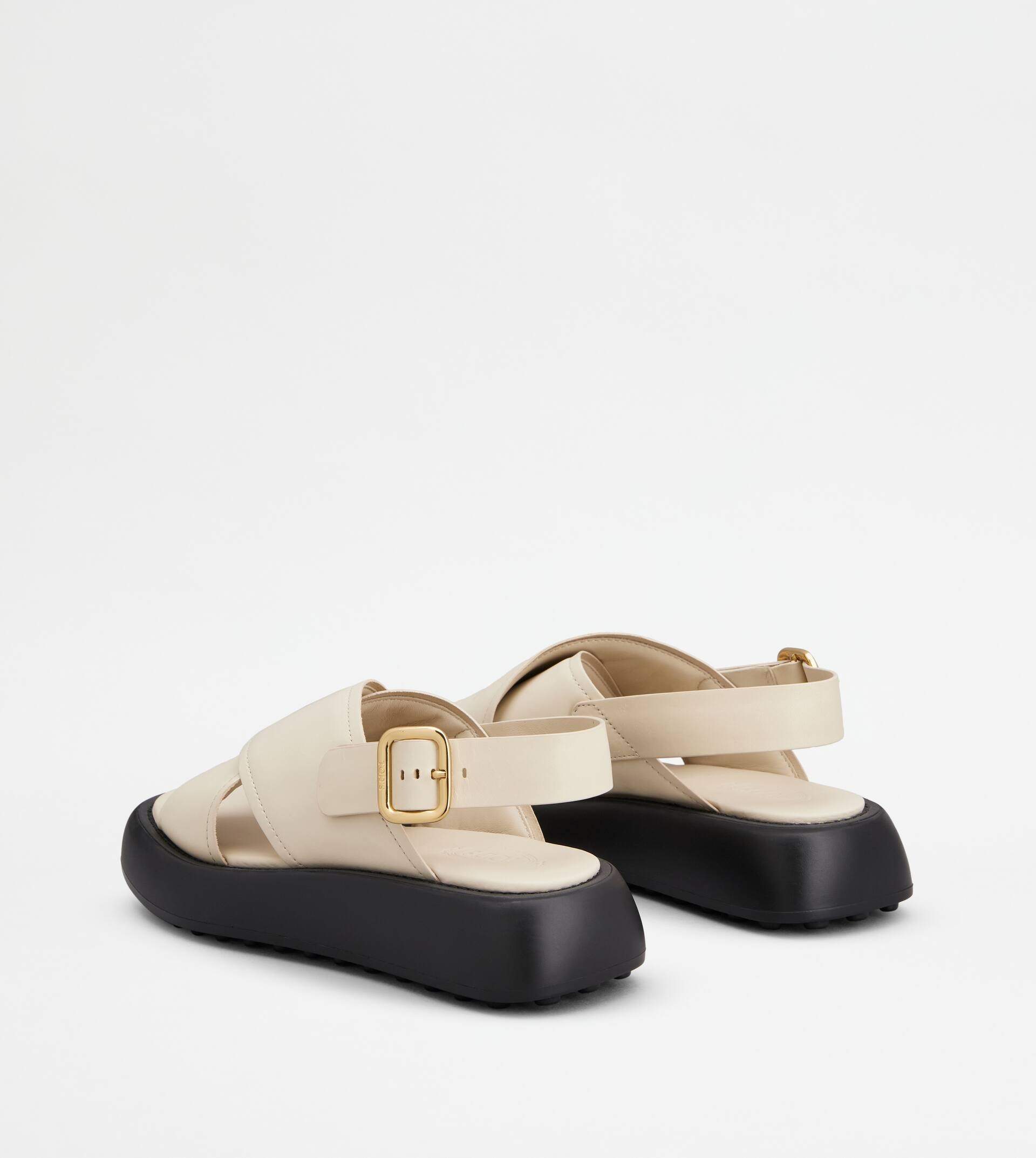 SANDALS IN LEATHER - OFF WHITE - 3