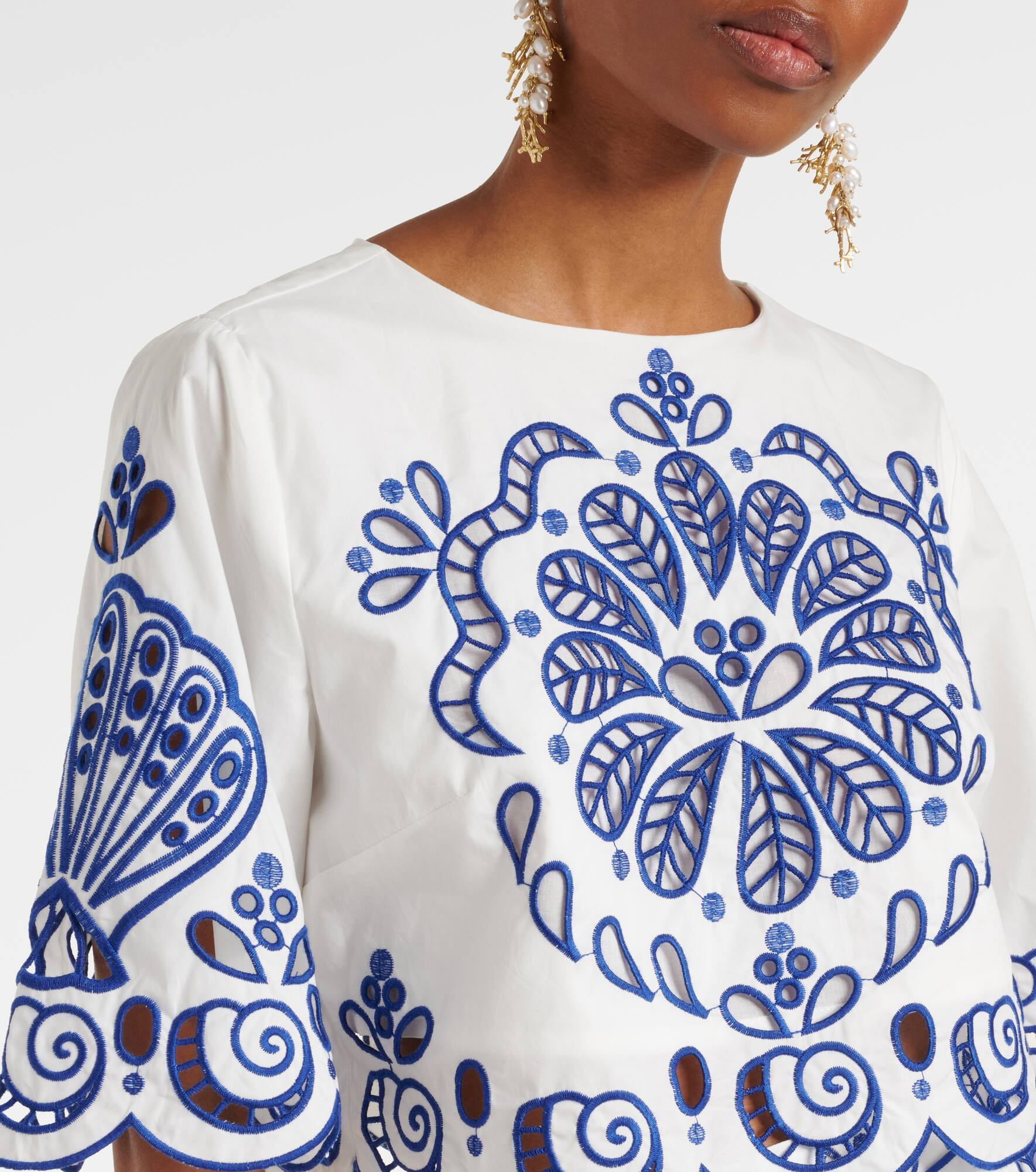Embroidered cotton crop top - 4