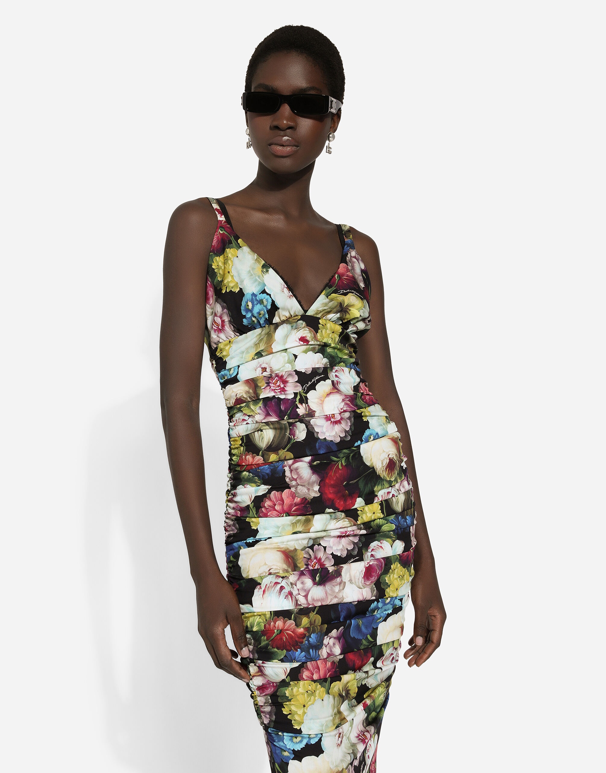 Charmeuse slip dress with nocturnal flower print - 4