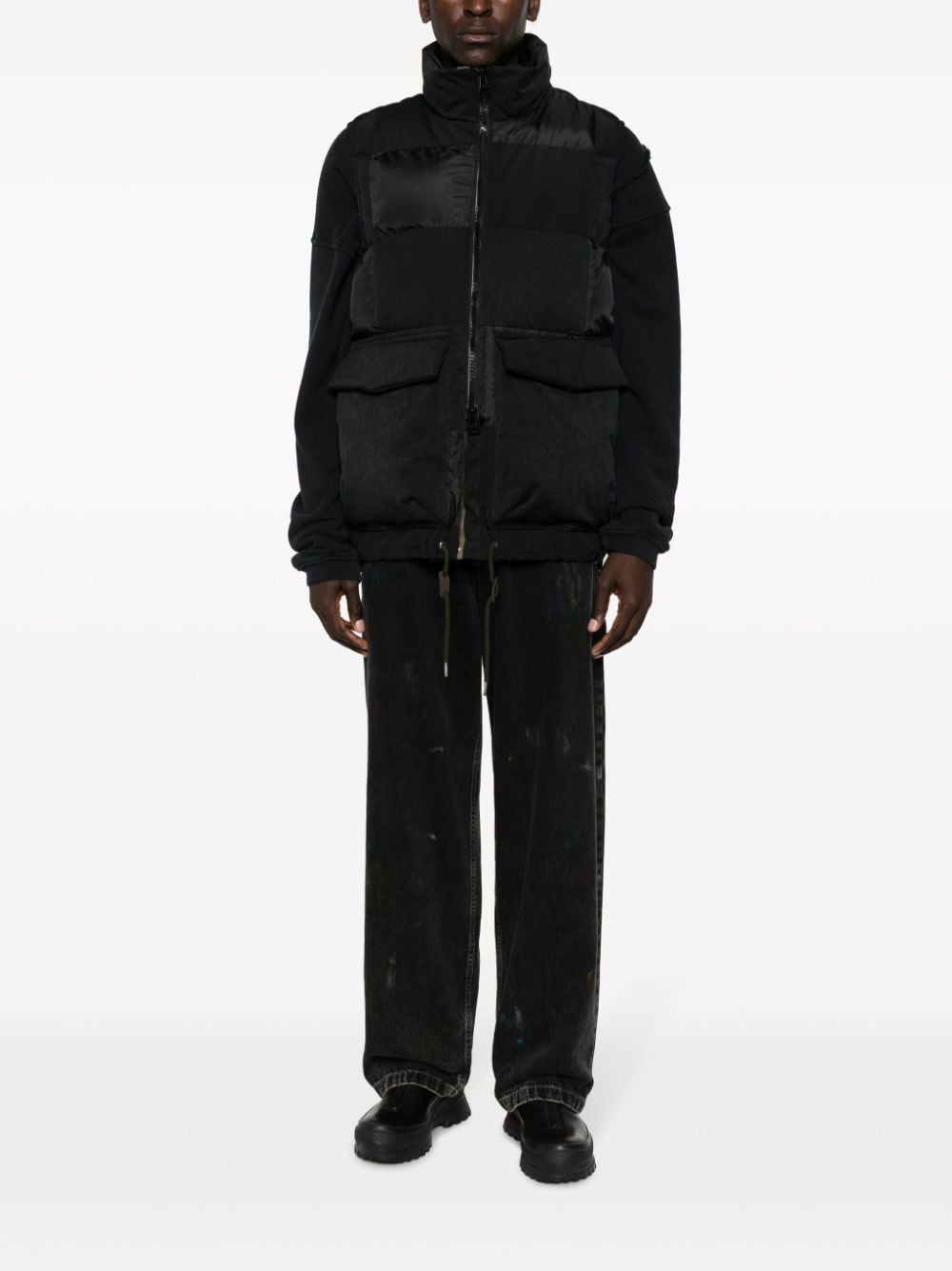 suede-panel padded gilet - 2