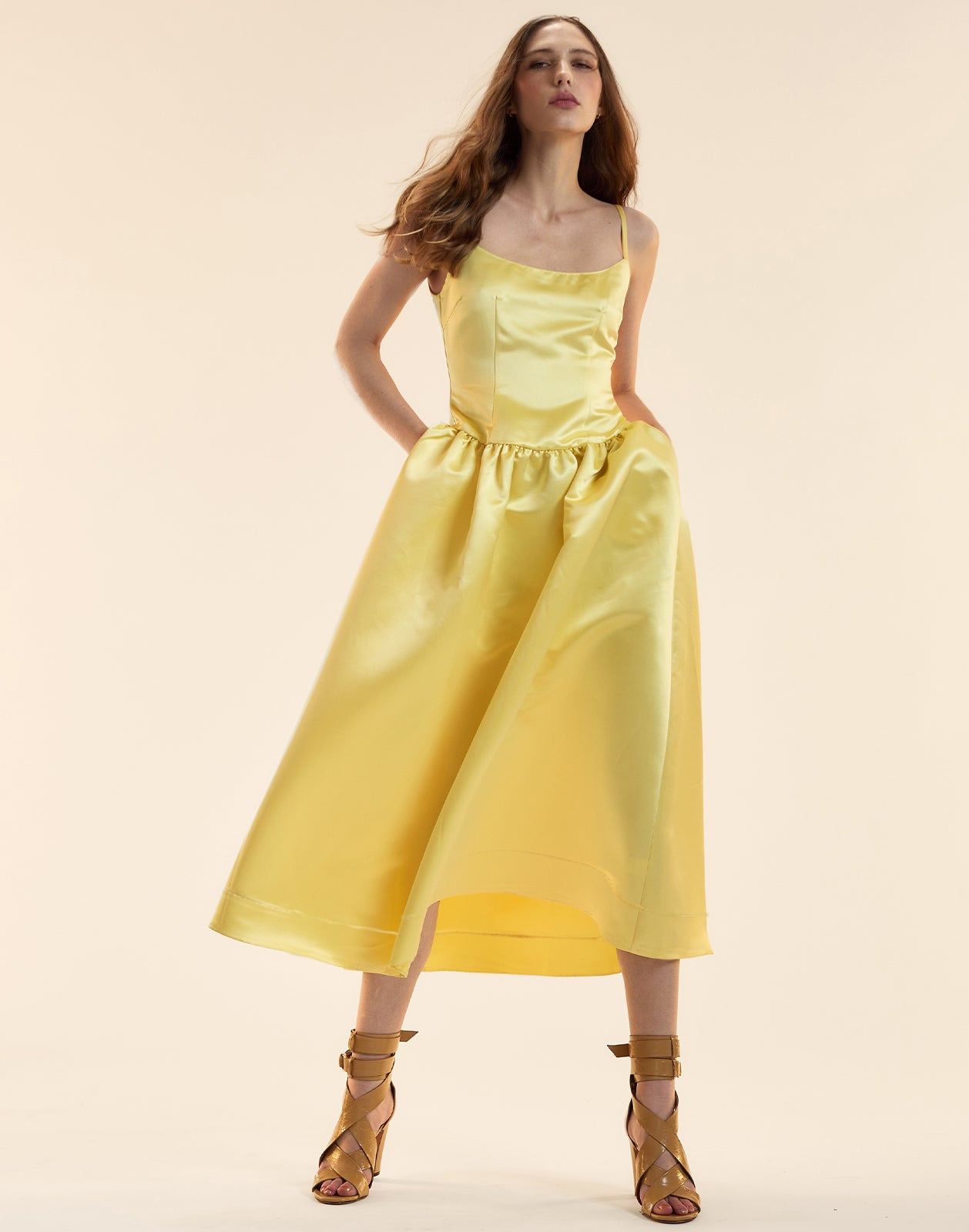 Genevive Satin Midi Dress - 5