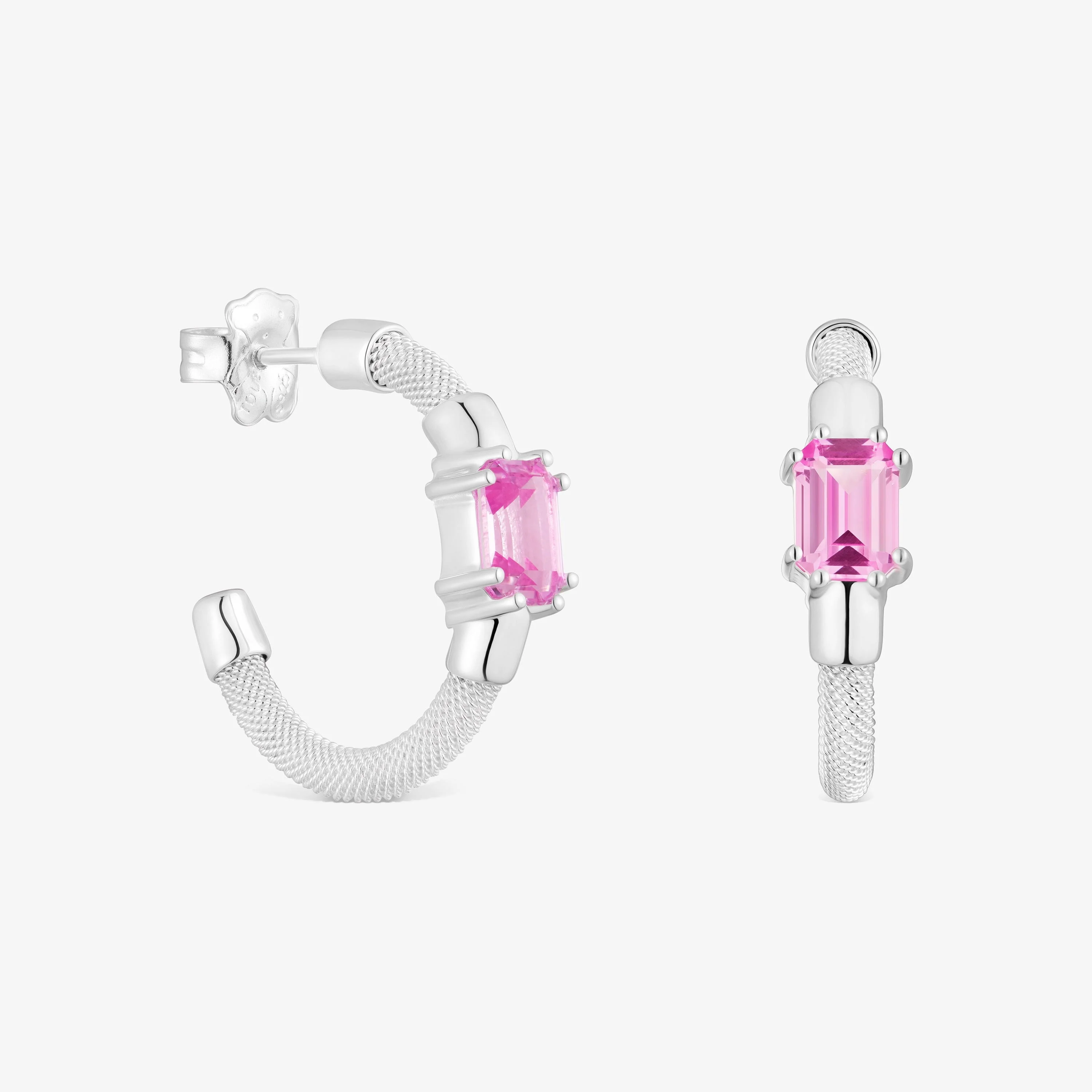 Silver and lab-grown sapphire Hoop earrings TOUS Mesh LGG - 1