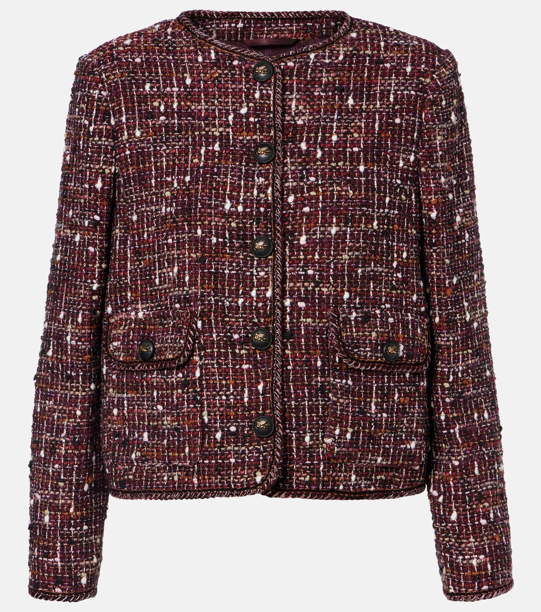 Cropped cotton-blend bouclé jacket - 1