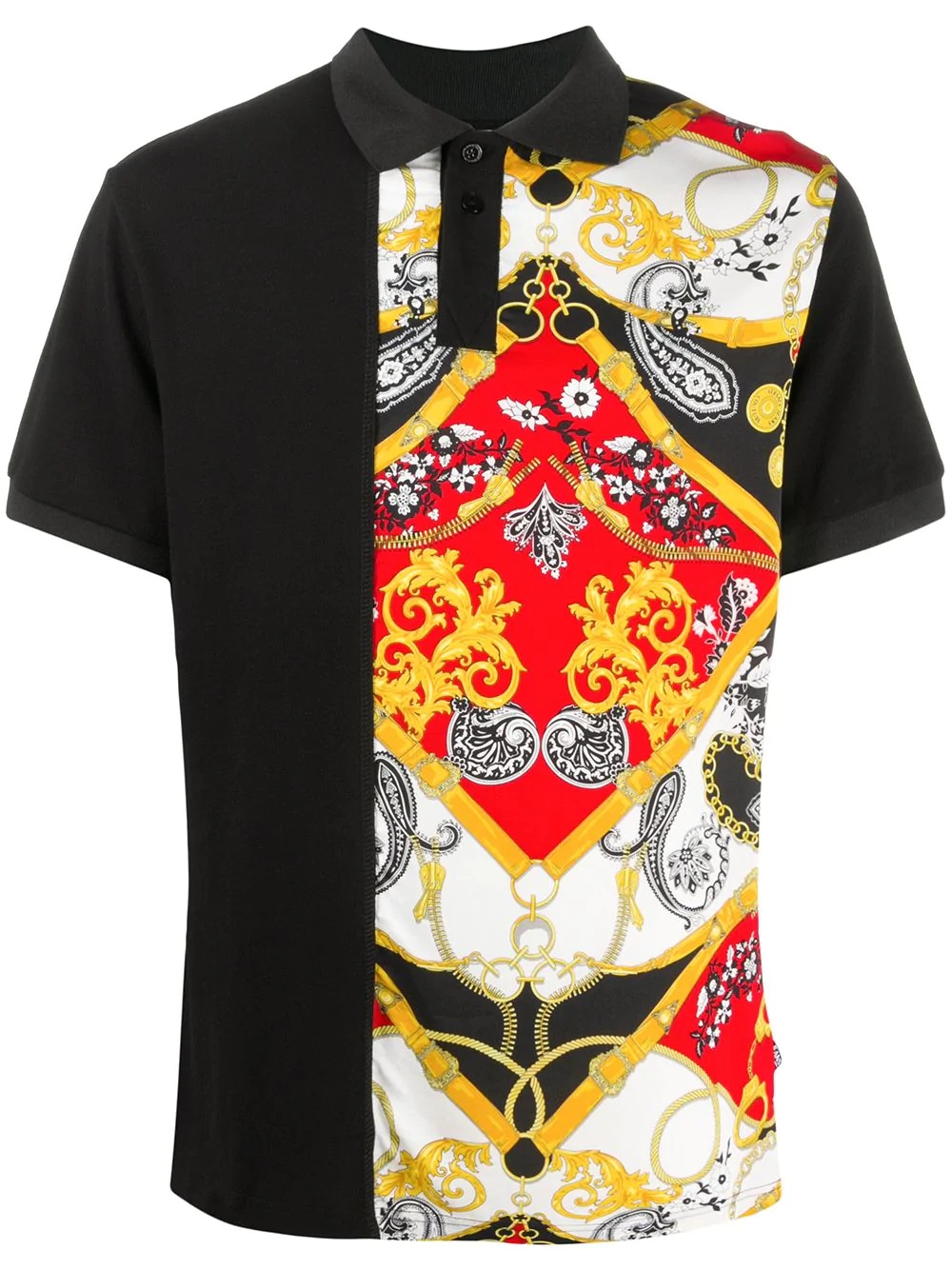 short-sleeved baroque print polo shirt - 1