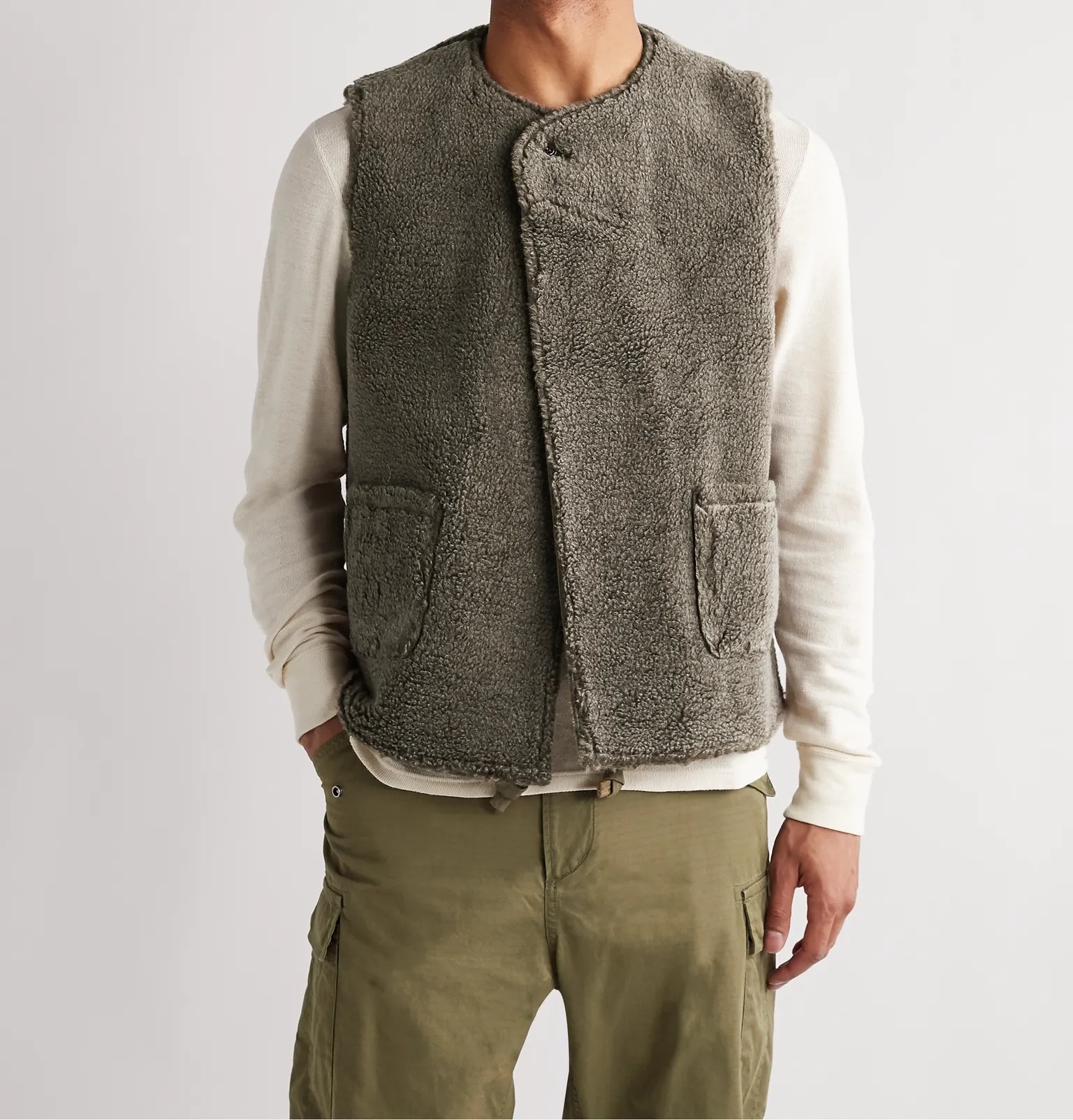 Reversible Cotton-Twill and Faux Shearling Gilet - 6