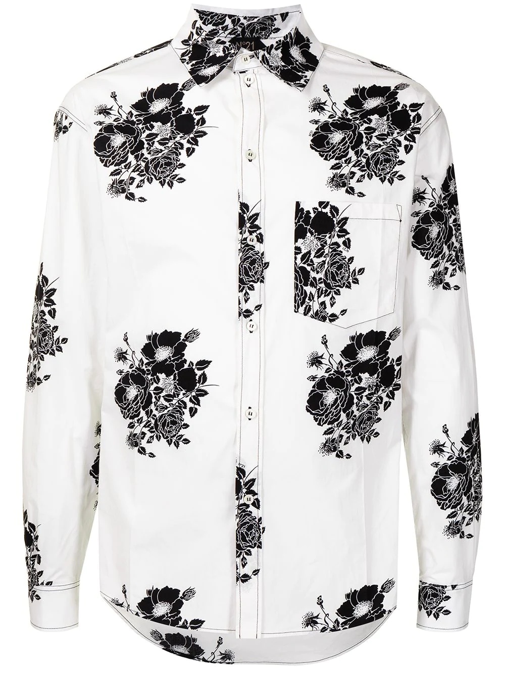 floral-print long-sleeve shirt - 1