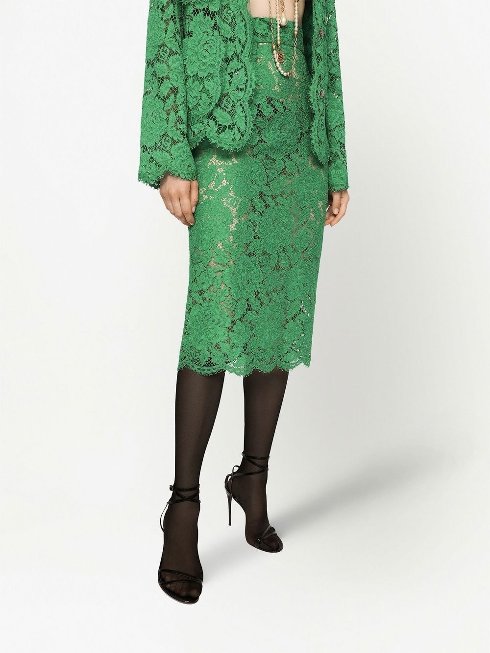 floral-lace high-waisted midi skirt - 3