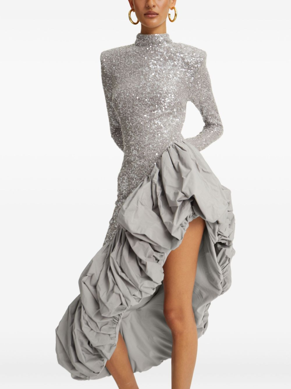 sequin ruffled asymmetric dress - 4
