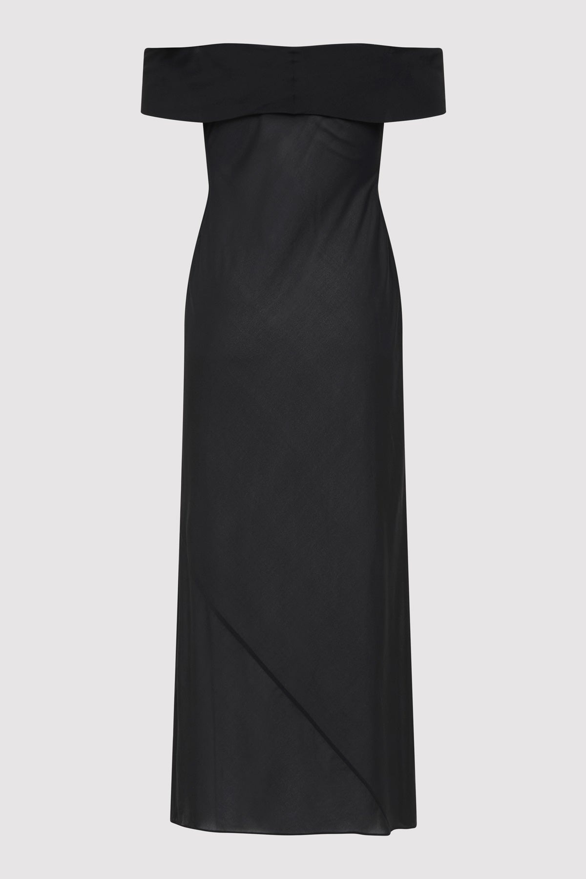 Silk Off Shoulder Dress - Black - 6