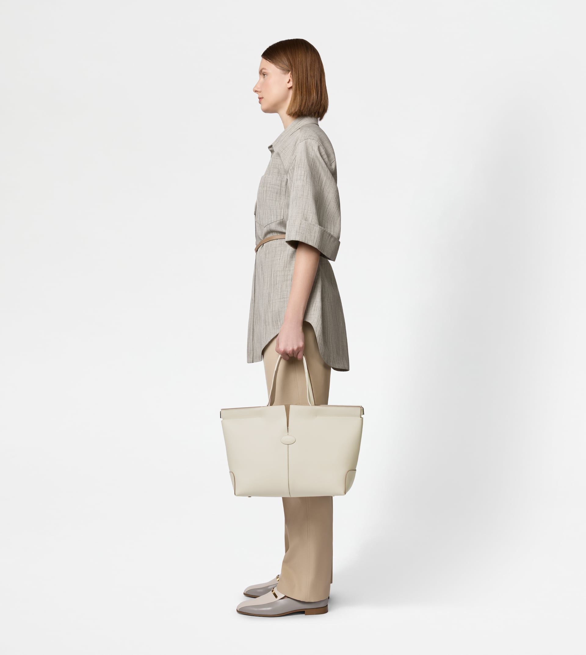 TOD'S DI BAG FOLIO IN LEATHER MEDIUM-SMALL - WHITE - 8