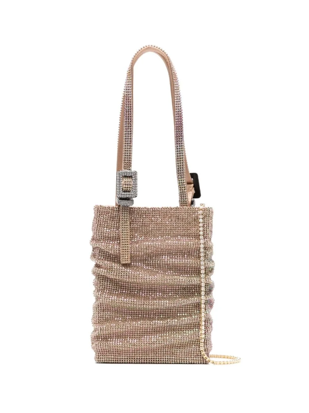 rhinestone-embellished draped tote - 1