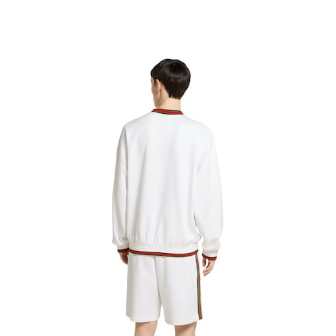 Cotton piquet sweatshirt with Web - 4
