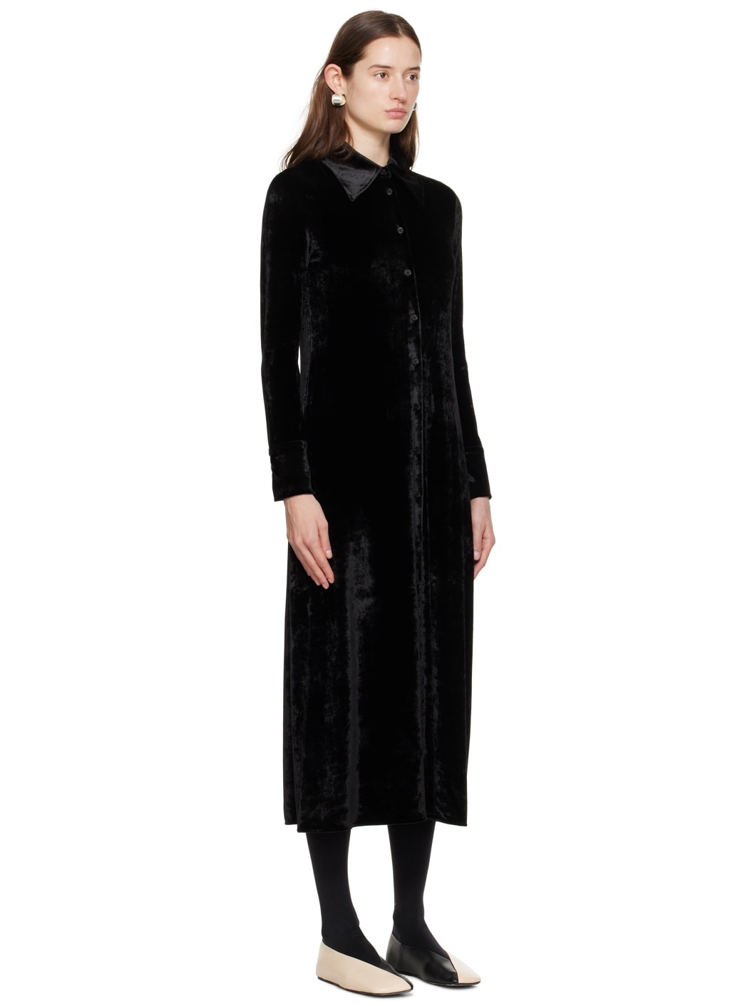 Black Long Sleeve Midi Dress - 2
