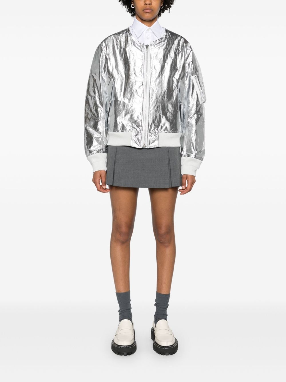 ジャケット・アウター Comme Des Garcons HOMME silver bomber BLACK COMME des GARÇONS metallic-finish bomber jacket