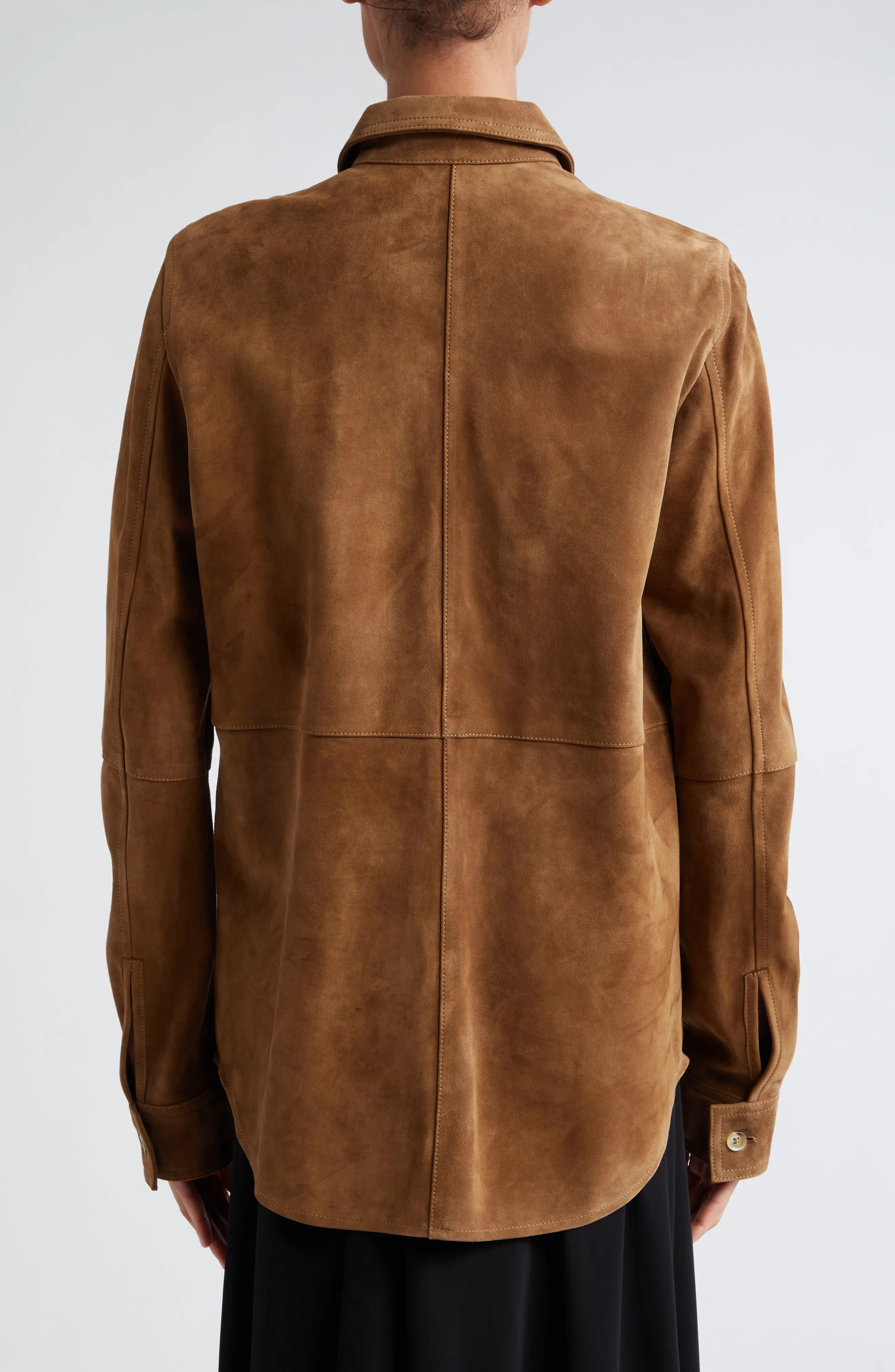 TOTEME Soft Suede Shirt Jacket in Tobacco at Nordstrom - 3