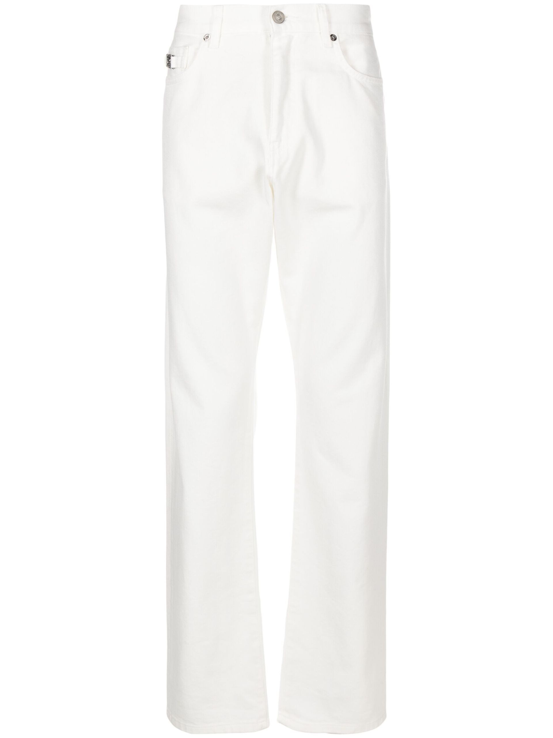 White Mid-Rise Straight Jeans - 1
