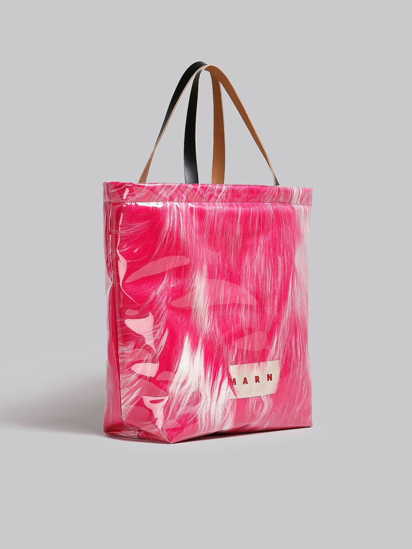 FUCHSIA COATED FAUX FUR TOTE - 6