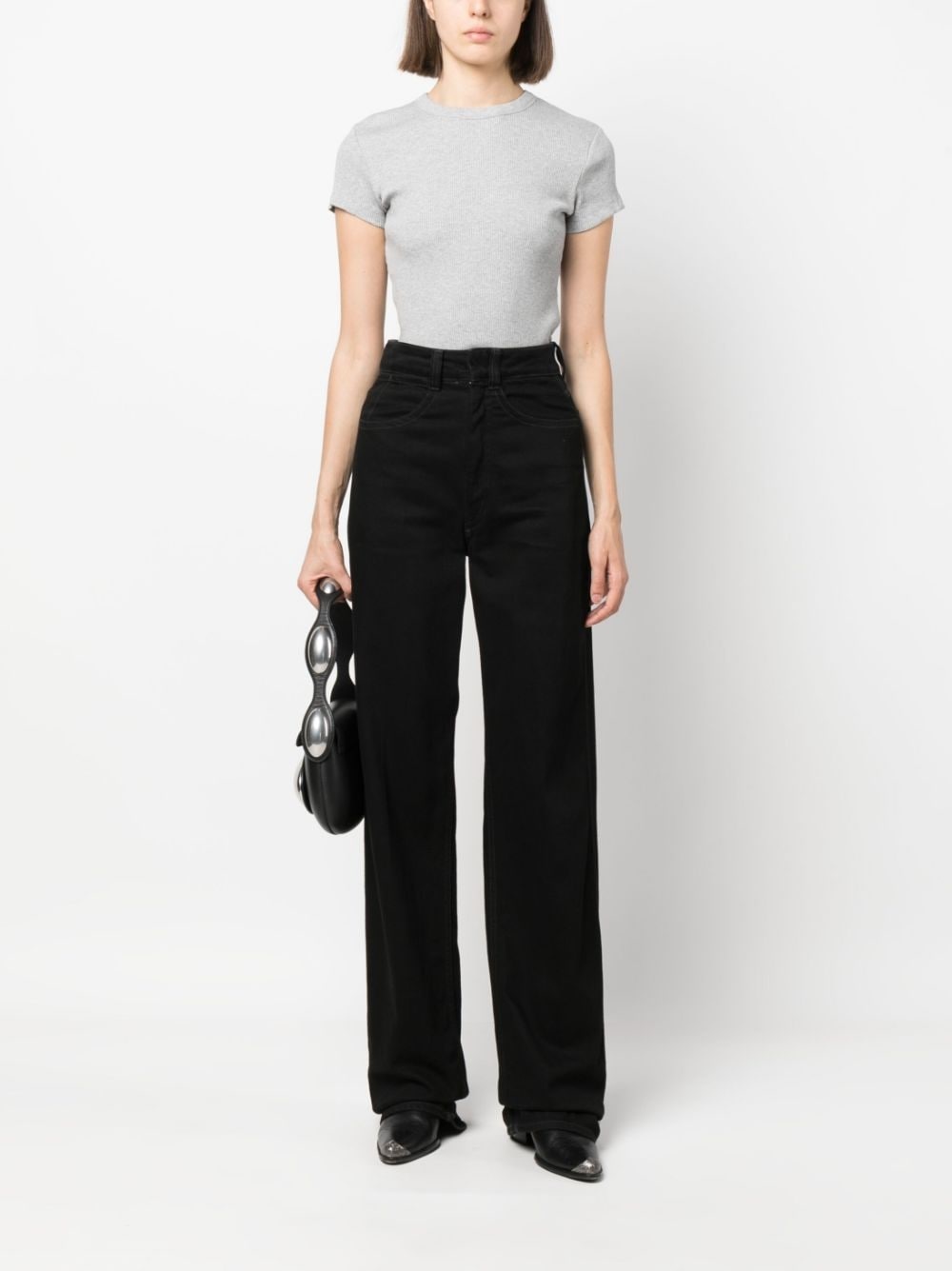 crew-neck fine ribbed T-shirt - 2