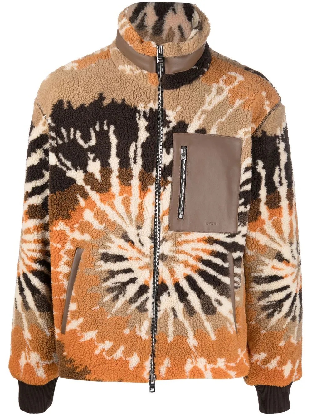 tie-dye pattern fleece jacket - 1